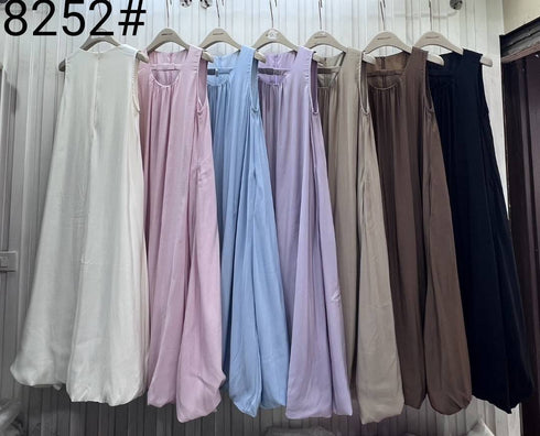 Spring Soft Sleeveless Maxi Ballon Dress With Pocket